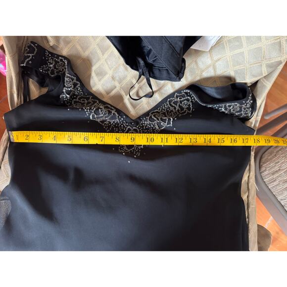 Vintage Alex Evenings Black Beaded Slip Y2K 90’s Dress Sz 8 Asymmetrical - Picture 13 of 15